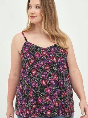 Torrid 2 18/20 Swing Tank Sophie Camisole Black Purple Floral NWT